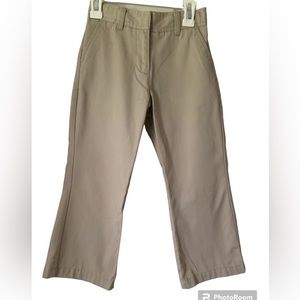Vintage Izod Pants Girls Size 6X Tan Flat Front Straight Leg Adjustable Khaki